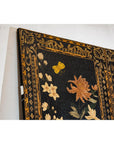 Four-Panel Black Screen with Polychrome Floral Design