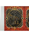 Four-Panel Cinnabar Red and Black Lacquered Screen with Gilt Chinoiserie Motifs-13. Asian & Chinese Furniture, Art, Antiques, Vintage Home Décor for sale at FEA Home
