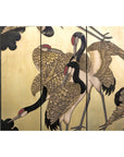 Four-Panel Folding Screen with Gilt Ground and Painted Cranes in Clouds-10. Asian & Chinese Furniture, Art, Antiques, Vintage Home Décor for sale at FEA Home