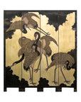Four-Panel Folding Screen with Gilt Ground and Painted Cranes in Clouds-14. Asian & Chinese Furniture, Art, Antiques, Vintage Home Décor for sale at FEA Home