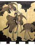 Four-Panel Folding Screen with Gilt Ground and Painted Cranes in Clouds-1. Asian & Chinese Furniture, Art, Antiques, Vintage Home Décor for sale at FEA Home