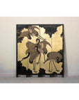 Four-Panel Folding Screen with Gilt Ground and Painted Cranes in Clouds-2. Asian & Chinese Furniture, Art, Antiques, Vintage Home Décor for sale at FEA Home