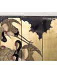Four-Panel Folding Screen with Gilt Ground and Painted Cranes in Clouds-4. Asian & Chinese Furniture, Art, Antiques, Vintage Home Décor for sale at FEA Home