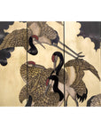 Four-Panel Folding Screen with Gilt Ground and Painted Cranes in Clouds-5. Asian & Chinese Furniture, Art, Antiques, Vintage Home Décor for sale at FEA Home