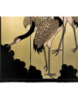 Four-Panel Folding Screen with Gilt Ground and Painted Cranes in Clouds-7. Asian & Chinese Furniture, Art, Antiques, Vintage Home Décor for sale at FEA Home