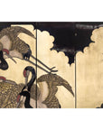 Four-Panel Folding Screen with Gilt Ground and Painted Cranes in Clouds-9. Asian & Chinese Furniture, Art, Antiques, Vintage Home Décor for sale at FEA Home