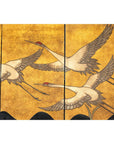 Four-Panel Gilt and Lacquer Folding Screen with Cranes and Lotus-11. Asian & Chinese Furniture, Art, Antiques, Vintage Home Décor for sale at FEA Home
