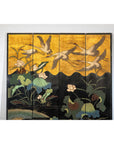 Four-Panel Gilt and Lacquer Folding Screen with Cranes and Lotus-3. Asian & Chinese Furniture, Art, Antiques, Vintage Home Décor for sale at FEA Home