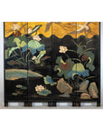 Four-Panel Gilt and Lacquer Folding Screen with Cranes and Lotus-4. Asian & Chinese Furniture, Art, Antiques, Vintage Home Décor for sale at FEA Home