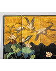 Four-Panel Gilt and Lacquer Folding Screen with Cranes and Lotus-5. Asian & Chinese Furniture, Art, Antiques, Vintage Home Décor for sale at FEA Home