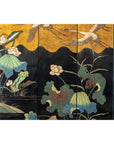 Four-Panel Gilt and Lacquer Folding Screen with Cranes and Lotus-8. Asian & Chinese Furniture, Art, Antiques, Vintage Home Décor for sale at FEA Home