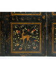 Four-Panel Gilt Black Lacquered Screen with Deer and Floral Motifs-11. Asian & Chinese Furniture, Art, Antiques, Vintage Home Décor for sale at FEA Home