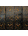 Four-Panel Gilt Black Lacquered Screen with Deer and Floral Motifs-1. Asian & Chinese Furniture, Art, Antiques, Vintage Home Décor for sale at FEA Home