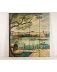 Four-Panel Painted Screen Depicting Boats and Riverside Figures-11. Asian & Chinese Furniture, Art, Antiques, Vintage Home Décor for sale at FEA Home