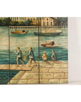 Four-Panel Painted Screen Depicting Boats and Riverside Figures-15. Asian & Chinese Furniture, Art, Antiques, Vintage Home Décor for sale at FEA Home