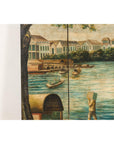 Four-Panel Painted Screen Depicting Boats and Riverside Figures-16. Asian & Chinese Furniture, Art, Antiques, Vintage Home Décor for sale at FEA Home
