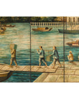 Four-Panel Painted Screen Depicting Boats and Riverside Figures-17. Asian & Chinese Furniture, Art, Antiques, Vintage Home Décor for sale at FEA Home