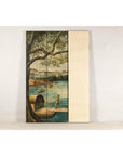 Four-Panel Painted Screen Depicting Boats and Riverside Figures-19. Asian & Chinese Furniture, Art, Antiques, Vintage Home Décor for sale at FEA Home