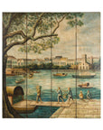 Four-Panel Painted Screen Depicting Boats and Riverside Figures-20. Asian & Chinese Furniture, Art, Antiques, Vintage Home Décor for sale at FEA Home
