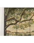 Four-Panel Painted Screen Depicting Boats and Riverside Figures-3. Asian & Chinese Furniture, Art, Antiques, Vintage Home Décor for sale at FEA Home