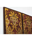 Four-Panel Red and Gold Screen with Hand-Painted Floral and Foliate Motifs-10. Asian & Chinese Furniture, Art, Antiques, Vintage Home Décor for sale at FEA Home