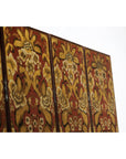 Four-Panel Red and Gold Screen with Hand-Painted Floral and Foliate Motifs-11. Asian & Chinese Furniture, Art, Antiques, Vintage Home Décor for sale at FEA Home