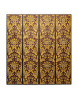 Four-Panel Red and Gold Screen with Hand-Painted Floral and Foliate Motifs-14. Asian & Chinese Furniture, Art, Antiques, Vintage Home Décor for sale at FEA Home