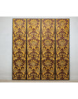 Four-Panel Red and Gold Screen with Hand-Painted Floral and Foliate Motifs-2. Asian & Chinese Furniture, Art, Antiques, Vintage Home Décor for sale at FEA Home
