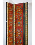 Four-Panel Red Lacquer Folding Screen with Hand-Painted Floral Scrollwork-17. Asian & Chinese Furniture, Art, Antiques, Vintage Home Décor for sale at FEA Home