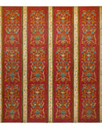 Four-Panel Red Lacquer Folding Screen with Hand-Painted Floral Scrollwork-19. Asian & Chinese Furniture, Art, Antiques, Vintage Home Décor for sale at FEA Home