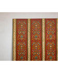 Four-Panel Red Lacquer Folding Screen with Hand-Painted Floral Scrollwork-3. Asian & Chinese Furniture, Art, Antiques, Vintage Home Décor for sale at FEA Home