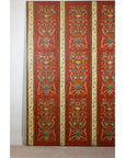 Four-Panel Red Lacquer Folding Screen with Hand-Painted Floral Scrollwork-8. Asian & Chinese Furniture, Art, Antiques, Vintage Home Décor for sale at FEA Home