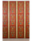 Four-Panel Red Lacquer Folding Screen with Hand-Painted Floral Scrollwork-9. Asian & Chinese Furniture, Art, Antiques, Vintage Home Décor for sale at FEA Home