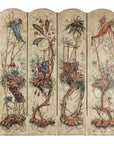 Four-Panel Scalloped Folding Screen with Painted Chinoiserie Motifs-14. Asian & Chinese Furniture, Art, Antiques, Vintage Home Décor for sale at FEA Home