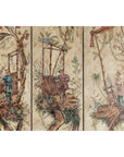 Four-Panel Scalloped Folding Screen with Painted Chinoiserie Motifs-5. Asian & Chinese Furniture, Art, Antiques, Vintage Home Décor for sale at FEA Home