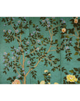 Four-Panel Screen with Hand-Painted Blossoms on Teal Ground-11. Asian & Chinese Furniture, Art, Antiques, Vintage Home Décor for sale at FEA Home