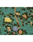 Four-Panel Screen with Hand-Painted Blossoms on Teal Ground-14. Asian & Chinese Furniture, Art, Antiques, Vintage Home Décor for sale at FEA Home