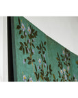Four-Panel Screen with Hand-Painted Blossoms on Teal Ground-18. Asian & Chinese Furniture, Art, Antiques, Vintage Home Décor for sale at FEA Home