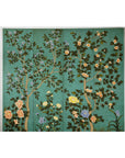 Four-Panel Screen with Hand-Painted Blossoms on Teal Ground-4. Asian & Chinese Furniture, Art, Antiques, Vintage Home Décor for sale at FEA Home