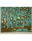 Four-Panel Screen with Hand-Painted Blossoms on Teal Ground-5. Asian & Chinese Furniture, Art, Antiques, Vintage Home Décor for sale at FEA Home