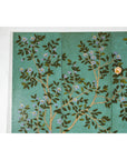 Four-Panel Screen with Hand-Painted Blossoms on Teal Ground-6. Asian & Chinese Furniture, Art, Antiques, Vintage Home Décor for sale at FEA Home