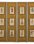 Four-Panel Screen with Painted Theatrical Costume Figures on Raised Panels-1. Asian & Chinese Furniture, Art, Antiques, Vintage Home Décor for sale at FEA Home