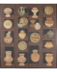 Four-Panel Screen with Painted Vessels and Plates in Brown and Black Tones-11. Asian & Chinese Furniture, Art, Antiques, Vintage Home Décor for sale at FEA Home