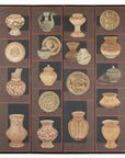 Four-Panel Screen with Painted Vessels and Plates in Brown and Black Tones-1. Asian & Chinese Furniture, Art, Antiques, Vintage Home Décor for sale at FEA Home