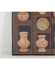 Four-Panel Screen with Painted Vessels and Plates in Brown and Black Tones-7. Asian & Chinese Furniture, Art, Antiques, Vintage Home Décor for sale at FEA Home