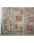 Four-Panel Screen with Seal Script Impressions in Red on Taupe Ground-8. Asian & Chinese Furniture, Art, Antiques, Vintage Home Décor for sale at FEA Home
