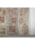 Four-Panel Screen with Seal Script Impressions in Red on Taupe Ground-9. Asian & Chinese Furniture, Art, Antiques, Vintage Home Décor for sale at FEA Home