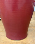 Glazed Apple Red Ceramic Vase with Skinny Mustard Green Neck - FEA Home