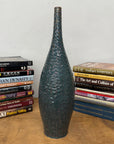 Glazed Teal & Amber Textured Ceramic Vase with Narrow Neck - FEA Home