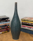 Glazed Teal & Amber Textured Ceramic Vase with Narrow Neck - FEA Home